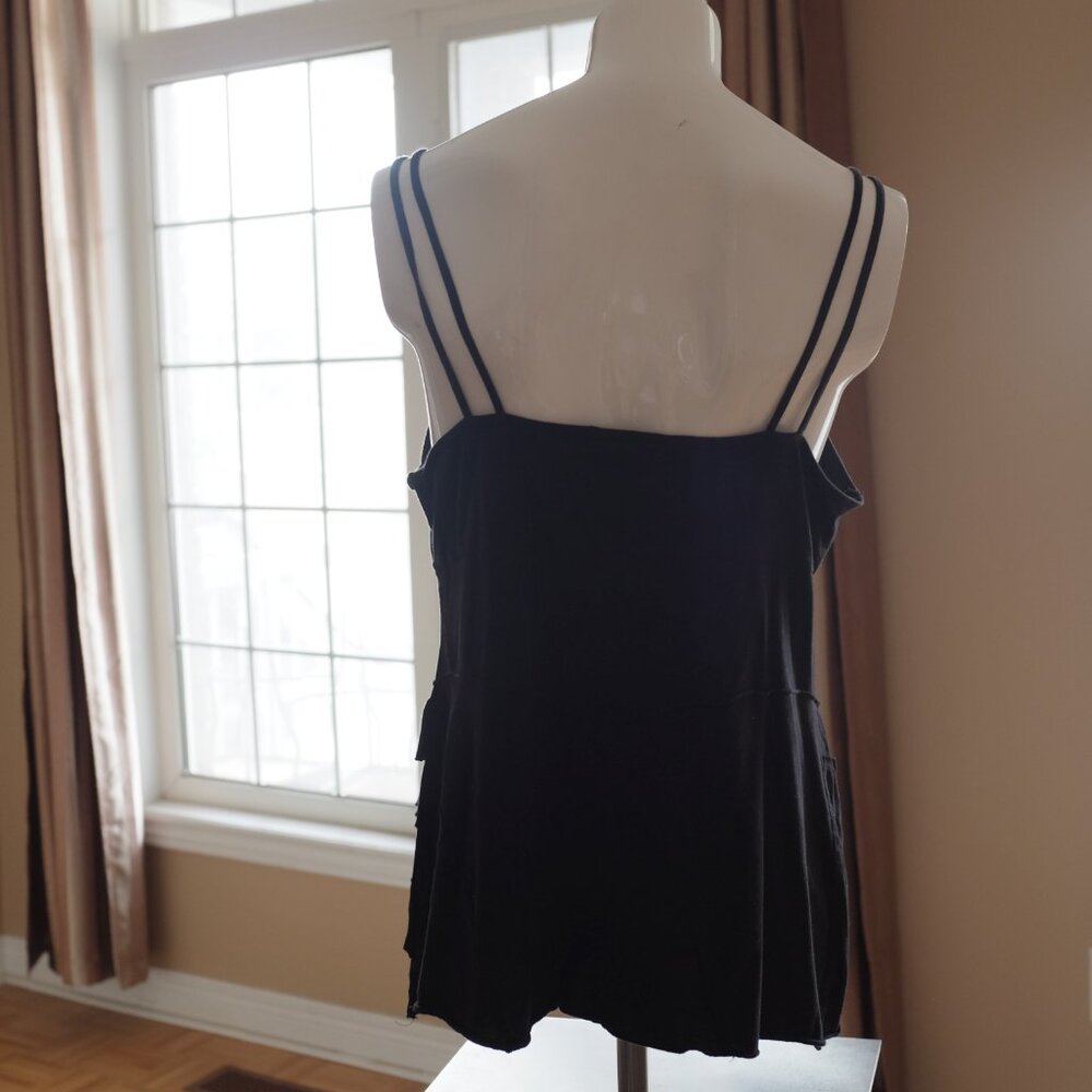 G21 black double spaghetti straps cami with ruffles and reverse seams XXL - Picture 3 of 6